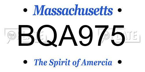 BQA975 Massachusetts License Plate