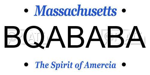 BQABABA Massachusetts License Plate