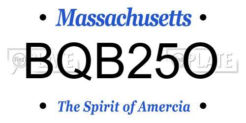 BQB25O Massachusetts License Plate