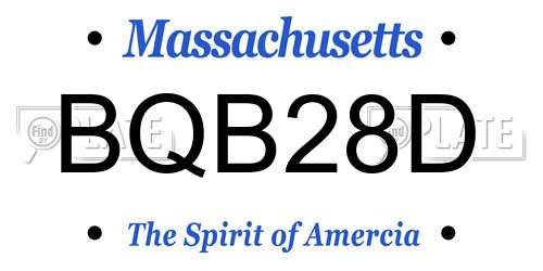 BQB28D Massachusetts License Plate