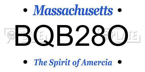 BQB28O Massachusetts License Plate