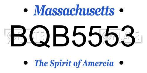 BQB5553 Massachusetts License Plate