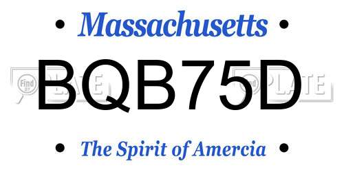 BQB75D Massachusetts License Plate