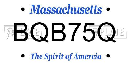 BQB75Q Massachusetts License Plate