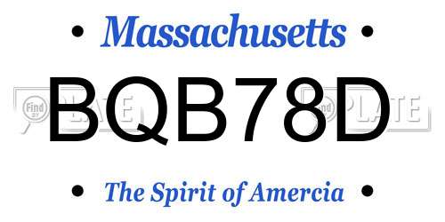 BQB78D Massachusetts License Plate