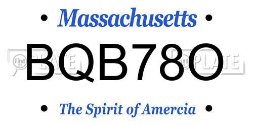 BQB78O Massachusetts License Plate
