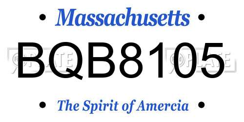 BQB8105 Massachusetts License Plate