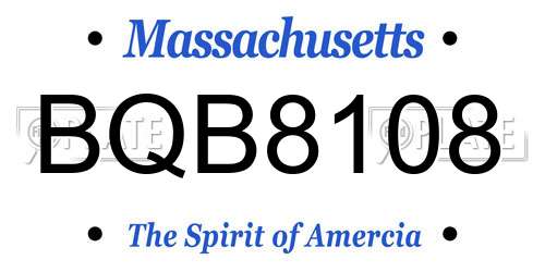 BQB8108 Massachusetts License Plate
