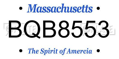 BQB8553 Massachusetts License Plate