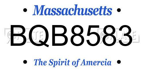 BQB8583 Massachusetts License Plate