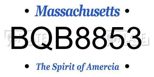 BQB8853 Massachusetts License Plate