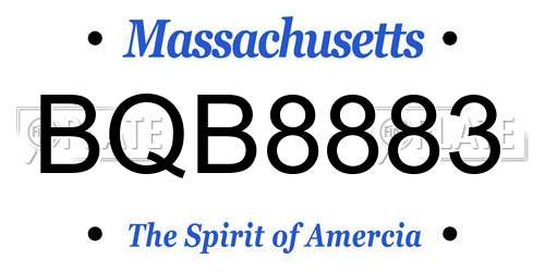 BQB8883 Massachusetts License Plate