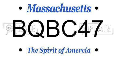 BQBC47 Massachusetts License Plate