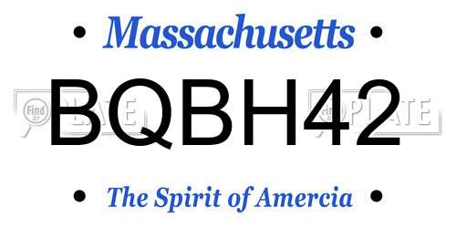 BQBH42 Massachusetts License Plate