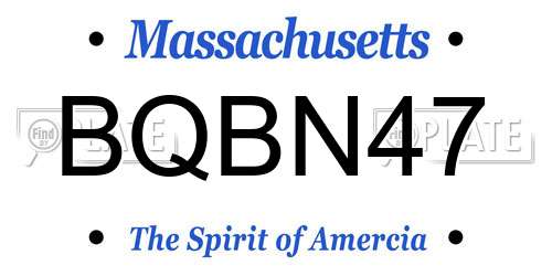 BQBN47 Massachusetts License Plate