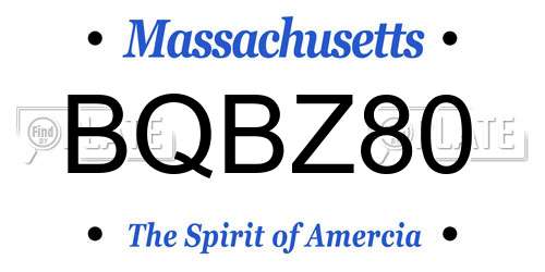 BQBZ80 Massachusetts License Plate