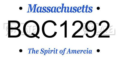 BQC1292 Massachusetts License Plate