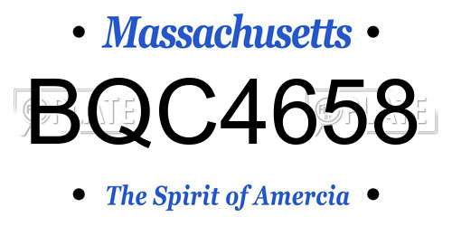 BQC4658 Massachusetts License Plate
