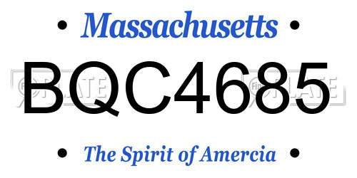 BQC4685 Massachusetts License Plate