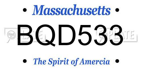 BQD533 Massachusetts License Plate