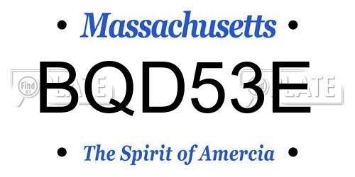 BQD53E Massachusetts License Plate