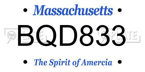 BQD833 Massachusetts License Plate