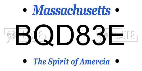BQD83E Massachusetts License Plate