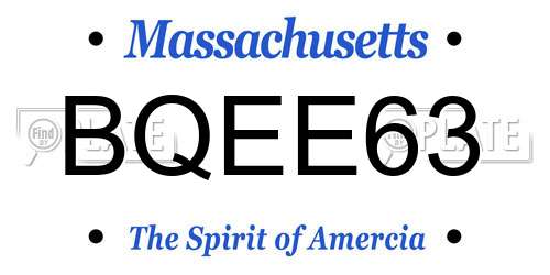 BQEE63 Massachusetts License Plate