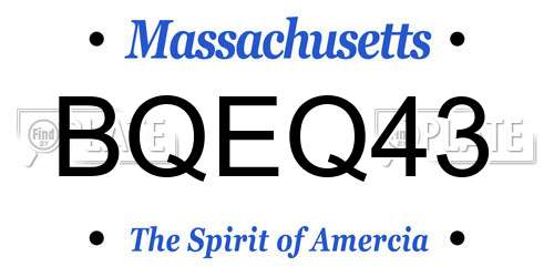 BQEQ43 Massachusetts License Plate