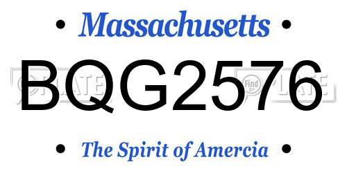 BQG2576 Massachusetts License Plate