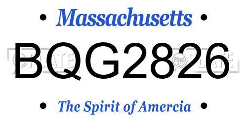 BQG2826 Massachusetts License Plate