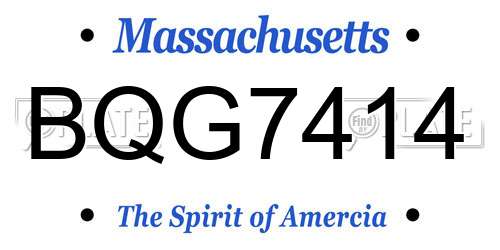 BQG7414 Massachusetts License Plate