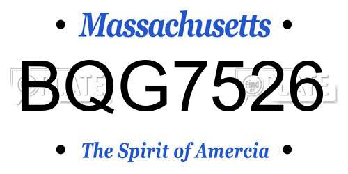 BQG7526 Massachusetts License Plate
