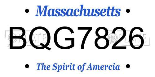 BQG7826 Massachusetts License Plate
