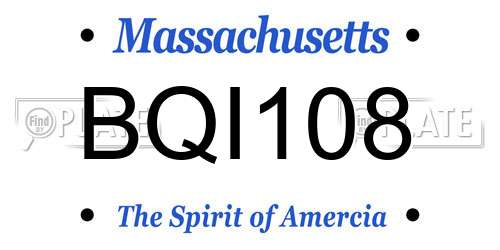BQI108 Massachusetts License Plate