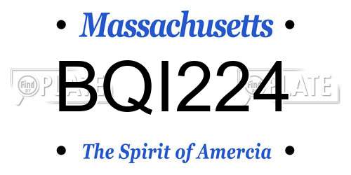 BQI224 Massachusetts License Plate