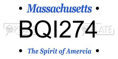 BQI274 Massachusetts License Plate