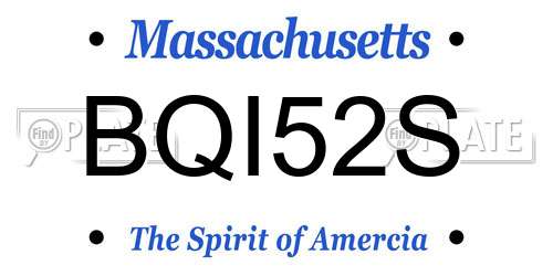 BQI52S Massachusetts License Plate