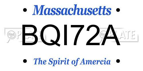 BQI72A Massachusetts License Plate