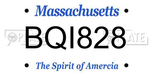 BQI828 Massachusetts License Plate