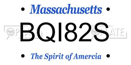BQI82S Massachusetts License Plate