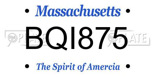 BQI875 Massachusetts License Plate