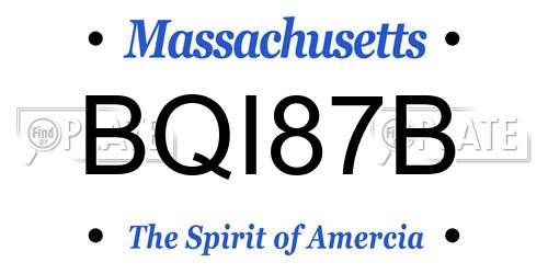 BQI87B Massachusetts License Plate