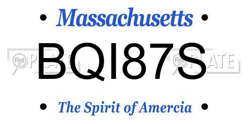 BQI87S Massachusetts License Plate