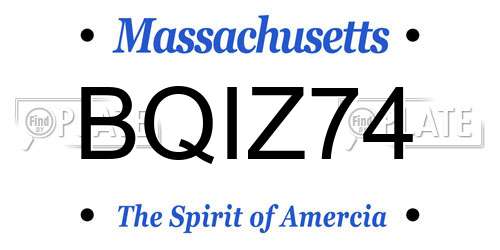 BQIZ74 Massachusetts License Plate
