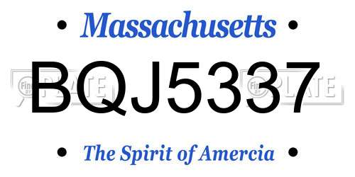 BQJ5337 Massachusetts License Plate