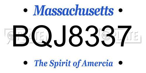 BQJ8337 Massachusetts License Plate