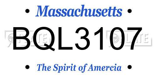 BQL3107 Massachusetts License Plate