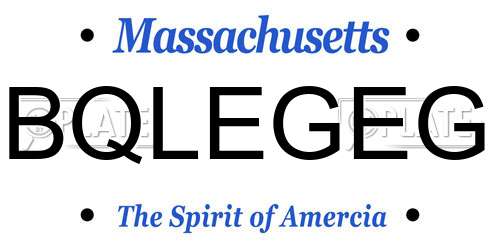 BQLEGEG Massachusetts License Plate