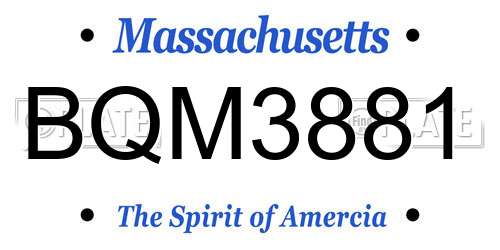 BQM3881 Massachusetts License Plate